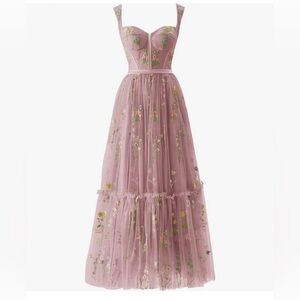 Flower Embroidery Tulle Prom Dresses Tea Length Corset. Never worn